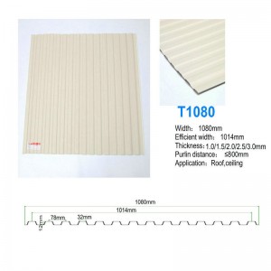 T1080 Vit PVC Väggpanel Plast Trapezoid Celing Board Corrugated Sheet